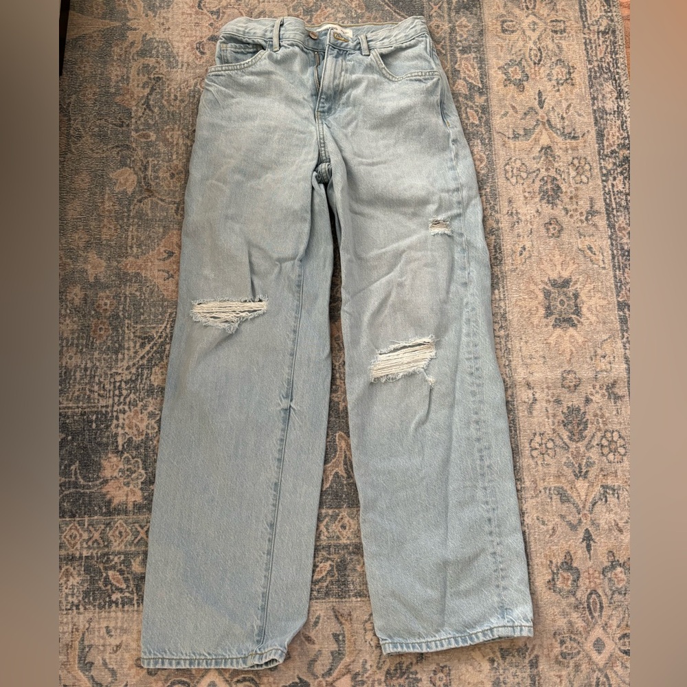 Mango Ripped Knee Rigid Wide Leg Jeans - Picture 7 of 7